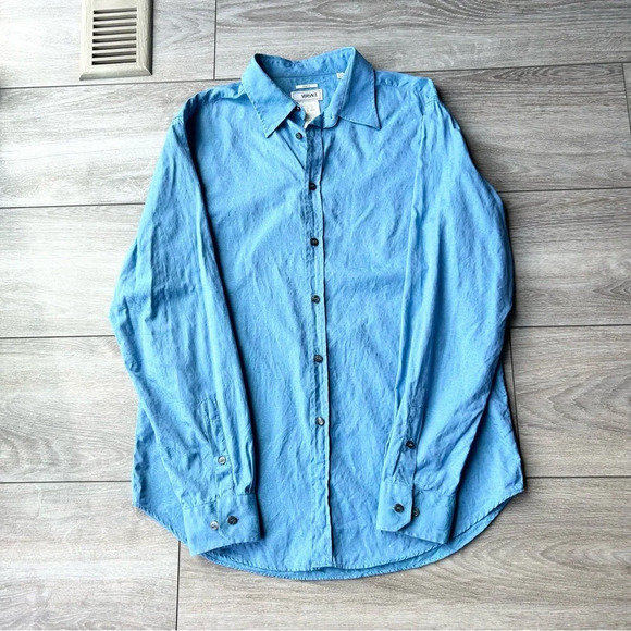 Versace Collection Blue Paisley Pattern Slim Fit Button Down  Shirt - Picture 3 of 15